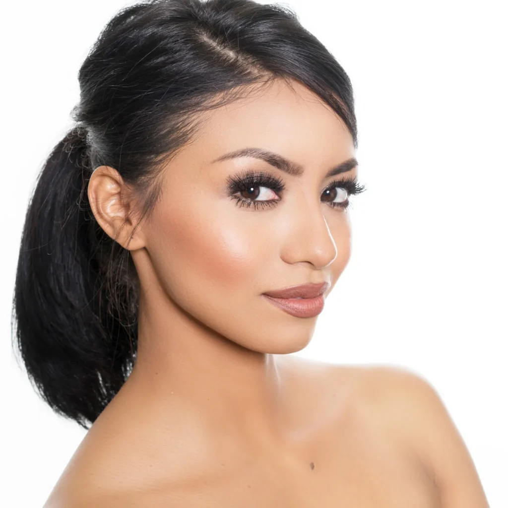 Botox beautiful woman bare shoulders looking to the side facial plastic surgery