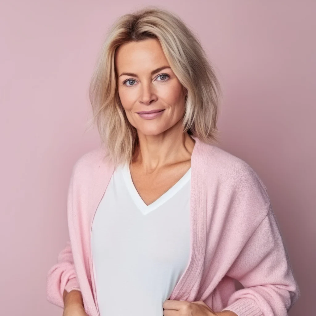 Facetite Embrace Portrait Of Beautiful Middle Aged Woman On Pink Background 213277318 M Normal None